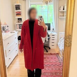 100% WOOL Red Women's Oversized Coat